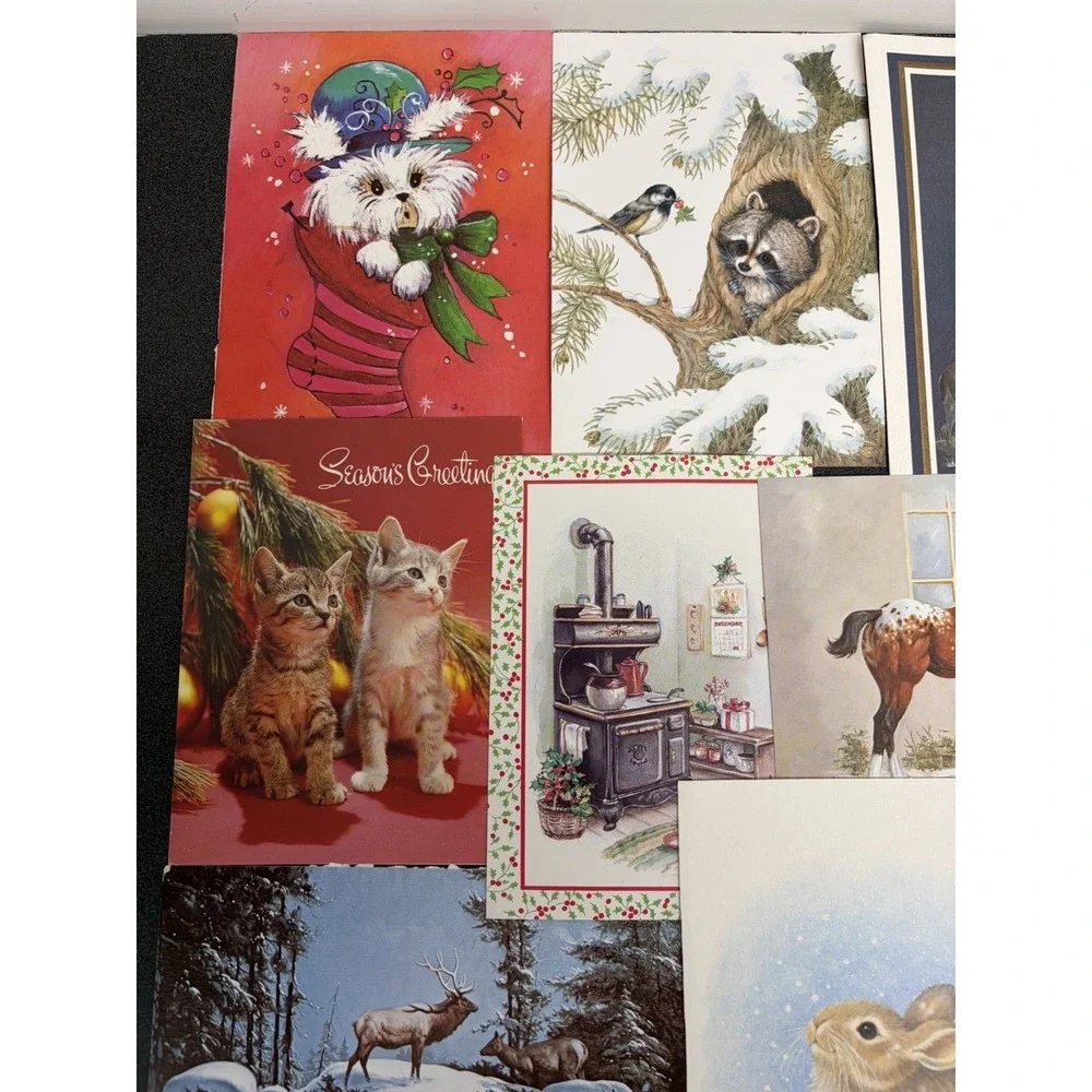 Vintage Animal Christmas Cards Fronts ONLY  Scrapbooking Crafts Decoupage 50+